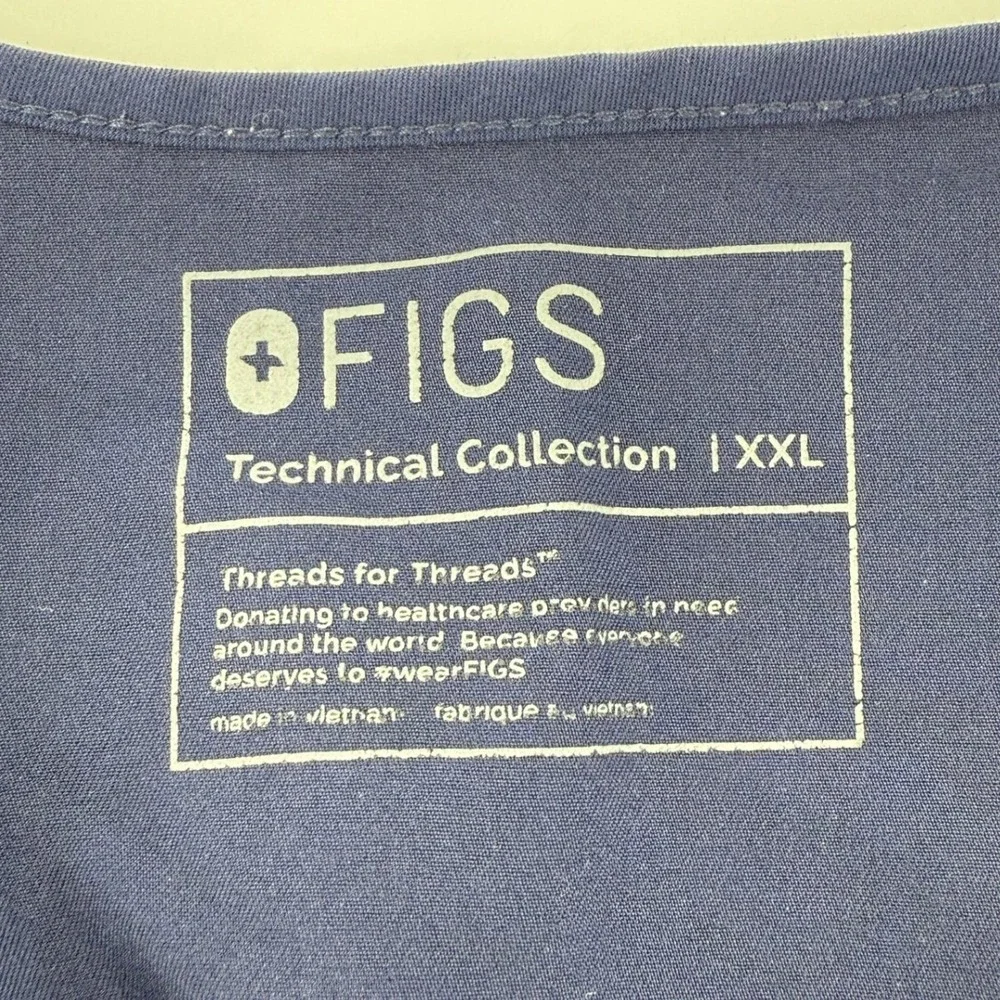 Figs Casma Three-Pocket Scrub Top Navy Blue Women XXL FW1100 PO #1659 Logo Nurse